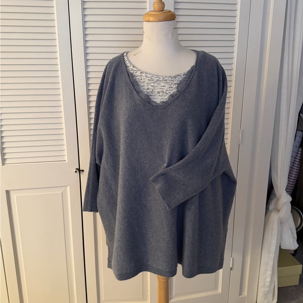 Garnet Hill blue V-Neck Sweater
